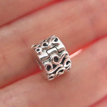 PANDORA 925 Sterling Silver Swirl Oxidized Clip Charm