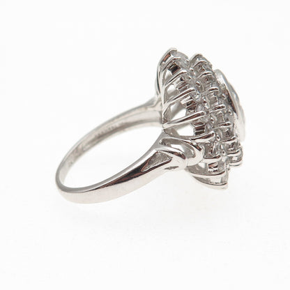 925 Sterling Silver Oval & Round-Cut C Z Bohemian Ring Size 7.25