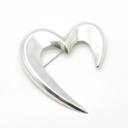 925 Sterling Silver Vintage Heart Pin Brooch