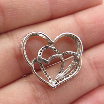 ALWAND VAHAN 14K Rose Gold & 925 Sterling Silver Diamond Heart Slide Pendant