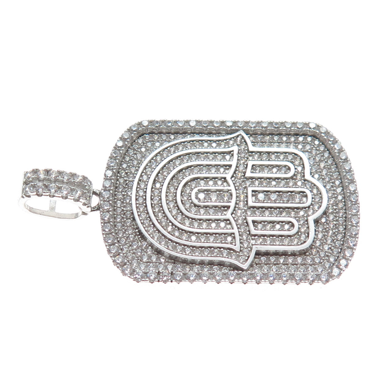 DESIGNS BY YAGI 925 Sterling Silver Round-Cut C Z Hamsa Amulet Pendant