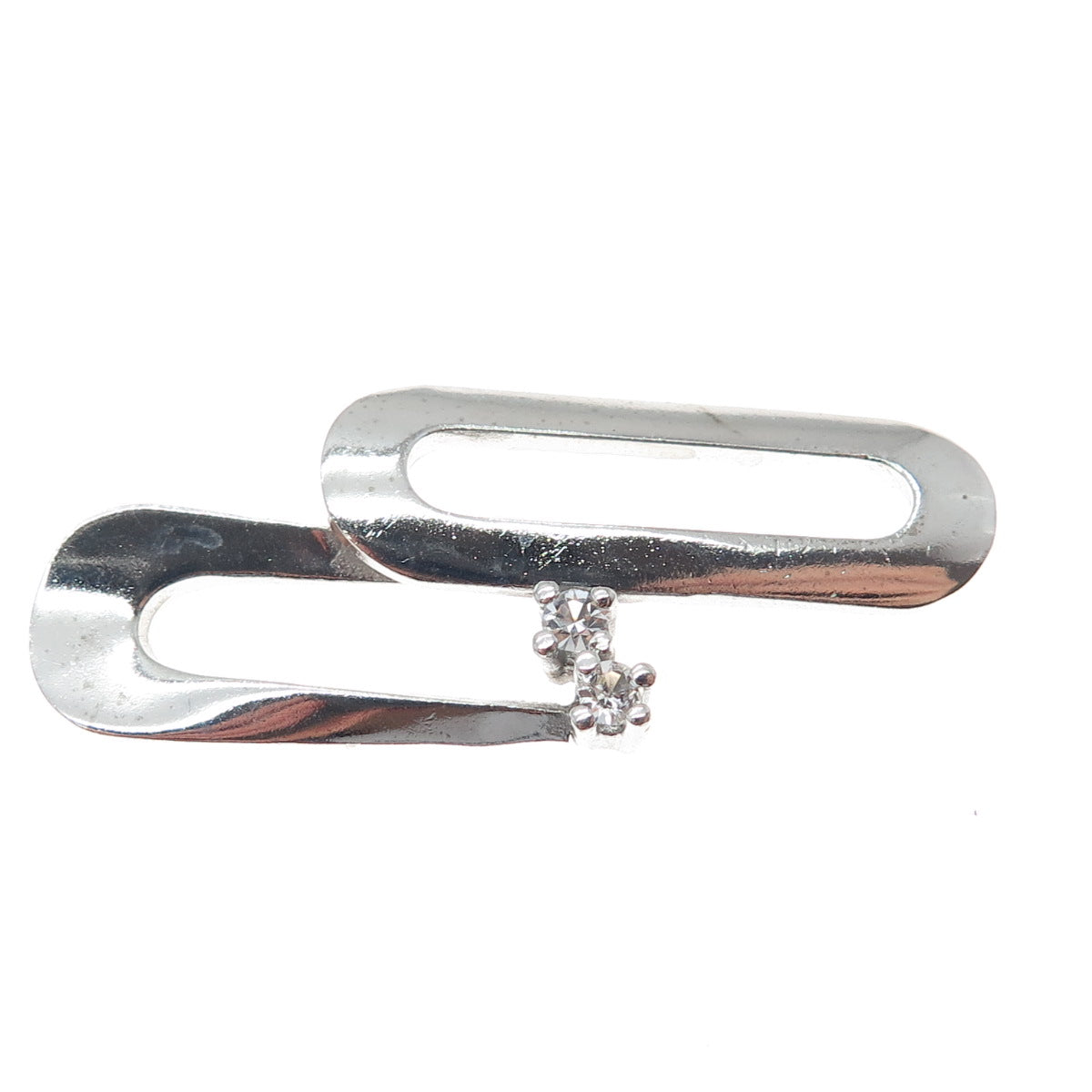 925 Sterling Silver Vintage Round-Cut C Z Modernist Pendant