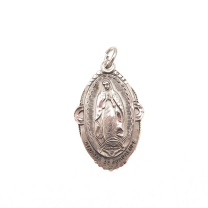 Creed Sterling Silver Antique Art Deco St. Mary & Jesus Oxidized Charm Pendant