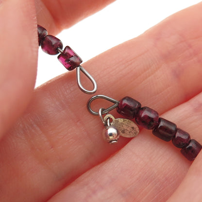 SHUBE Sterling Silver Vintage Real Rhodonite Adjustable Choker Necklace 12-16"