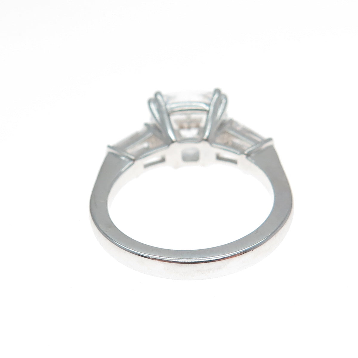 DSMK 925 Sterling Cushion & Tapered Baguette-Cut C Z Engagement Ring Size 6.25