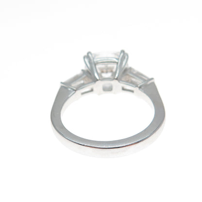 DSMK 925 Sterling Cushion & Tapered Baguette-Cut C Z Engagement Ring Size 6.25