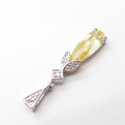 925 Sterling Silver White & Yellow C Z Pendant