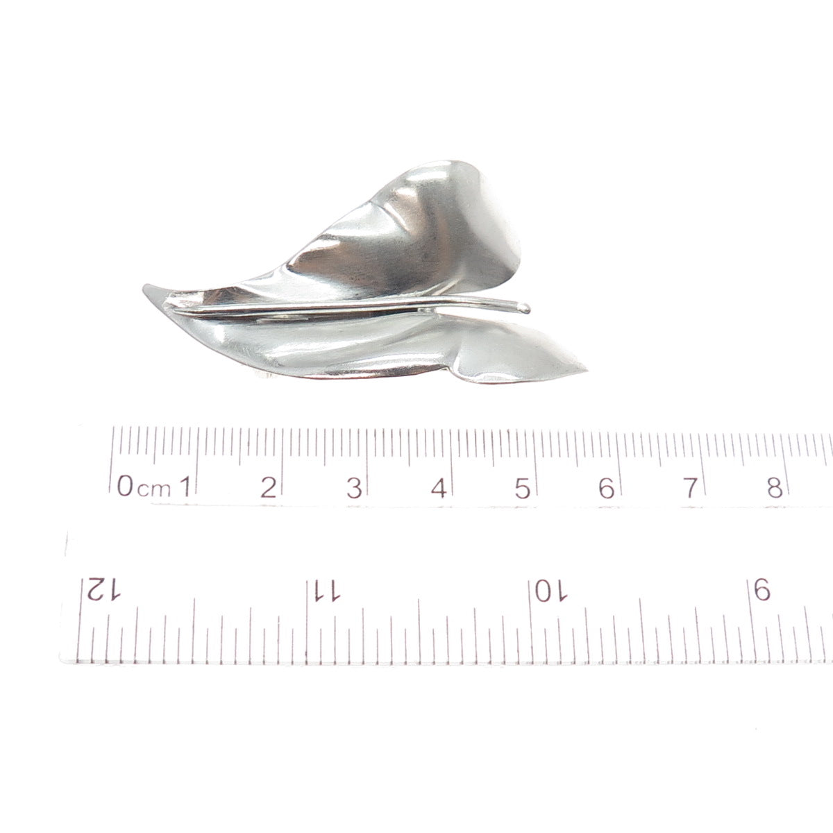 CARL ART 925 Sterling Silver Vintage Modernist Floral Leaf Pin Brooch