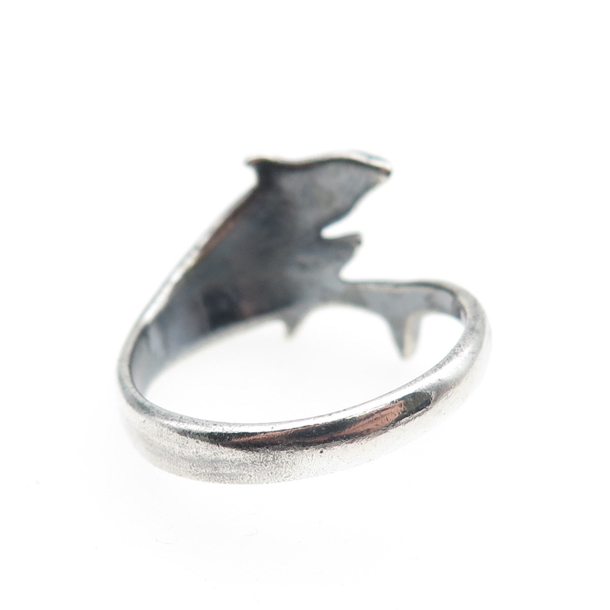 925 Sterling Silver Vintage Dolphin Couple Oxidized Ring Size 8.75