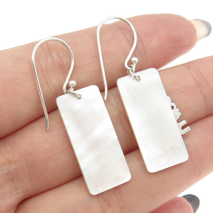 925 Sterling Silver Real Mother-of-Pearl "Believe Dream" Dangling Earrings