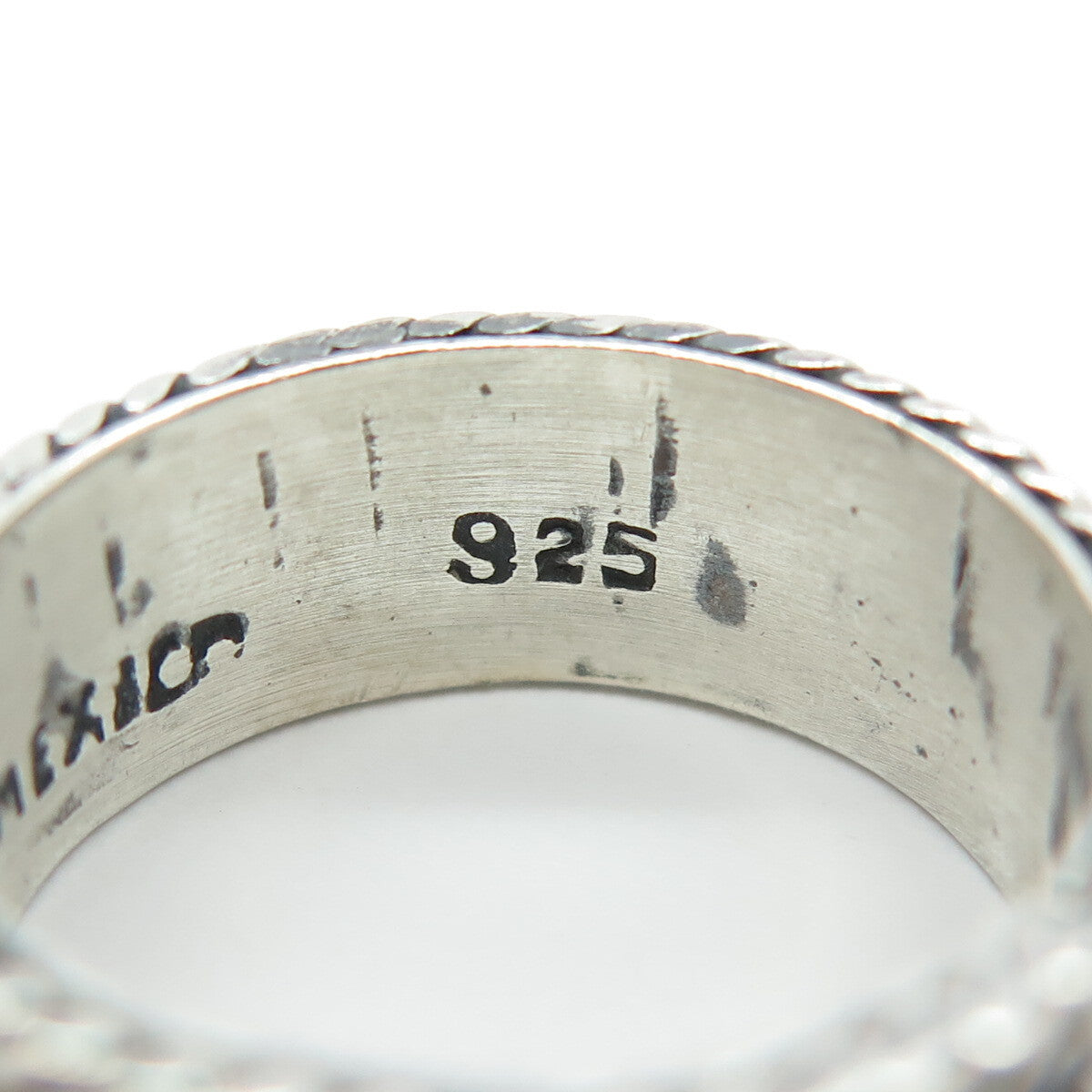 925 Sterling Silver Vintage Mexico Granulated Roped Band Ring Size 8.25