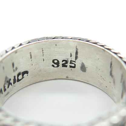 925 Sterling Silver Vintage Mexico Granulated Roped Band Ring Size 8.25