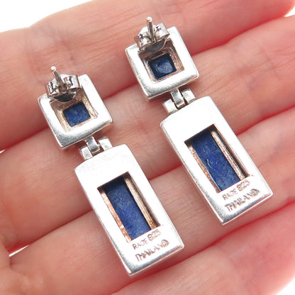 STEVEN ANTON REHAGE Sterling Vintage Real Lapis Lazuli Modernist Drop Earrings