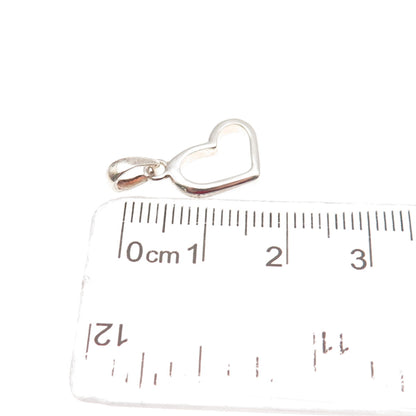 925 Sterling Silver Vintage Open Heart Mini Charm Pendant