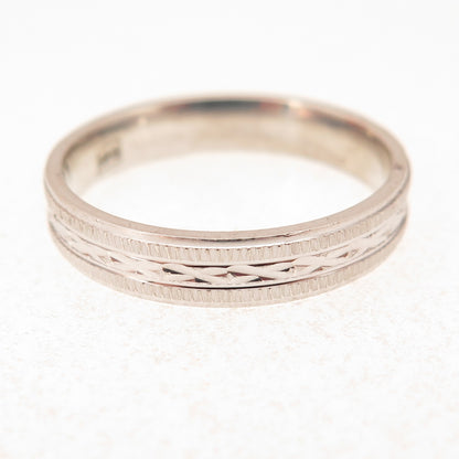 925 Sterling Silver Vintage Diamond-Pattern Band Ring Size 8
