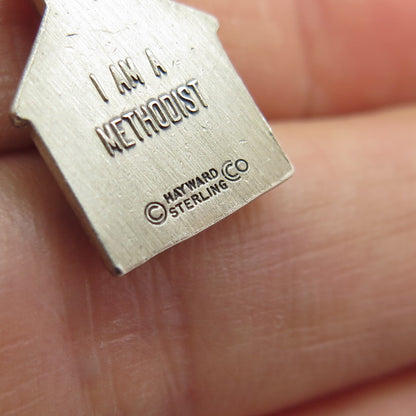 HAYWARD 925 Sterling Silver Antique "I am a Methodist" Church Religious Pendant