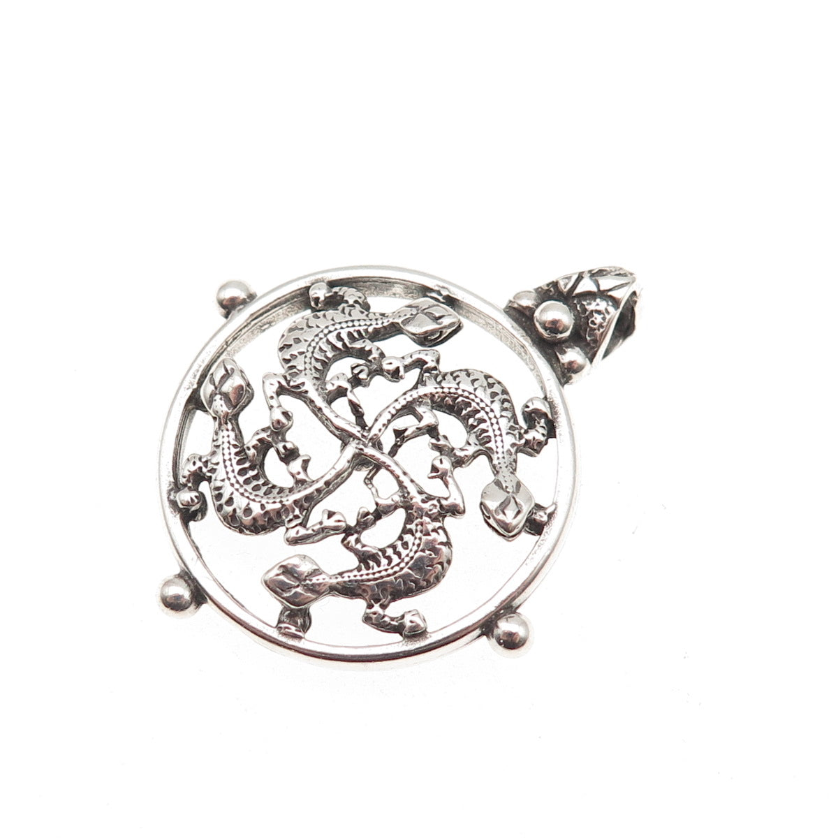 925 Sterling Silver Vintage Lizard Cross Oxidized Charm Pendant