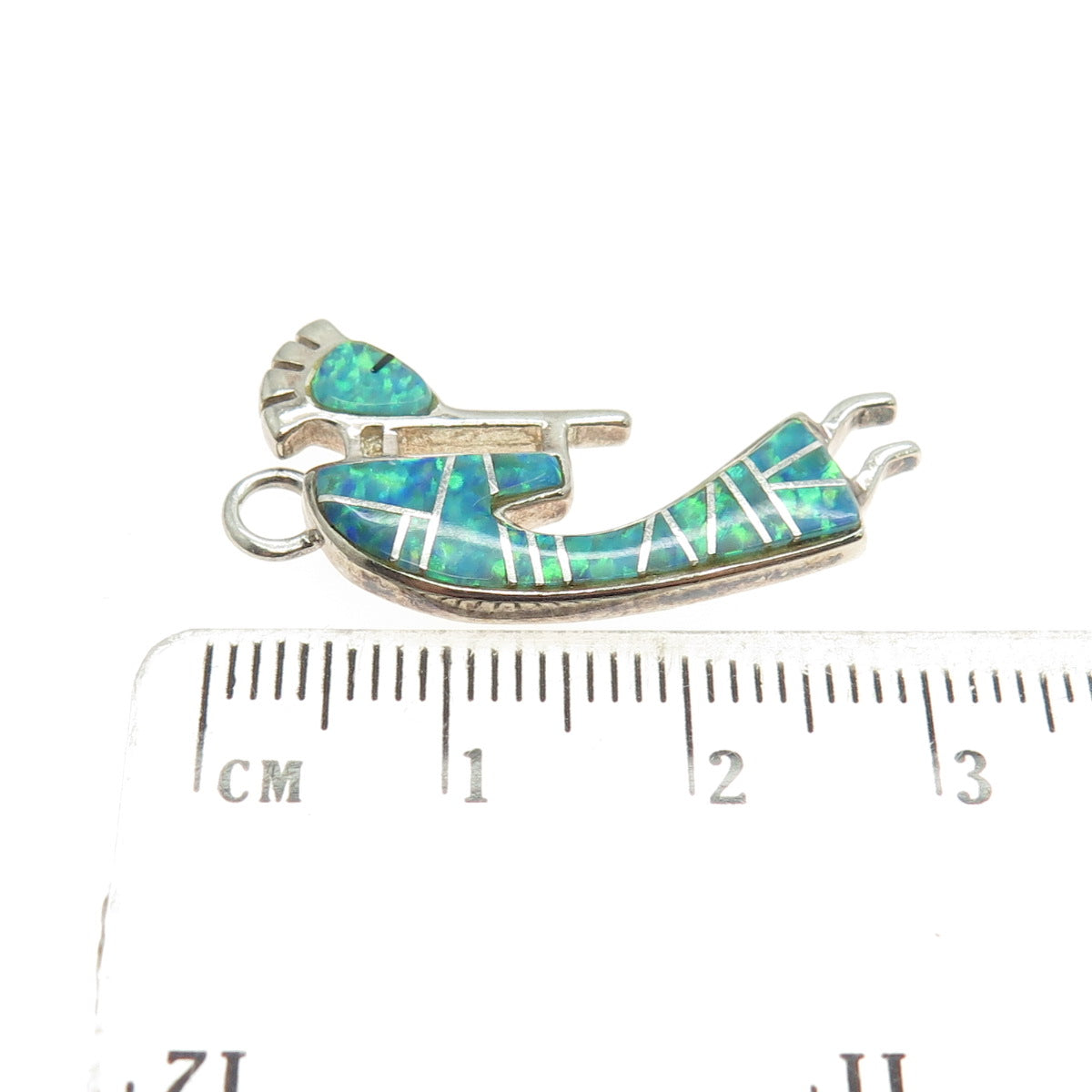 Old Pawn 925 Sterling Silver Vintage Southwestern Real Opal Kokopelli Pendant