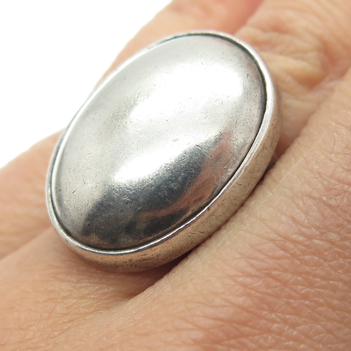 925 Sterling Silver Vintage Mexico Modernist Dome Ring Size 7.25