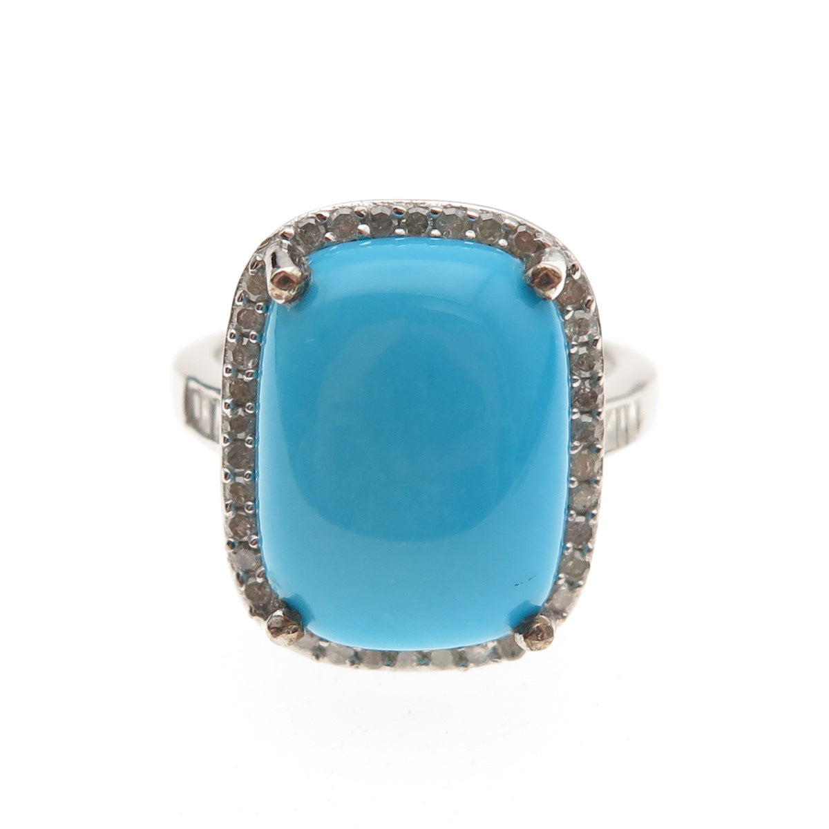 Chuck Clemency 925 Sterling Silver Real Diamond & Turquoise Ring Size 8
