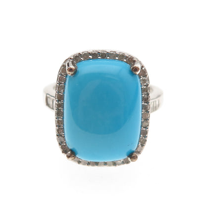 Chuck Clemency 925 Sterling Silver Real Diamond & Turquoise Ring Size 8