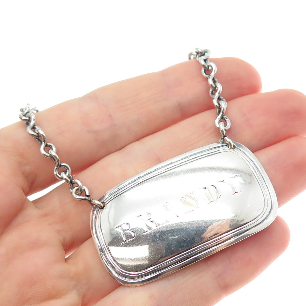 925 Sterling Silver Antique Art Deco Brandy Bottle Tag