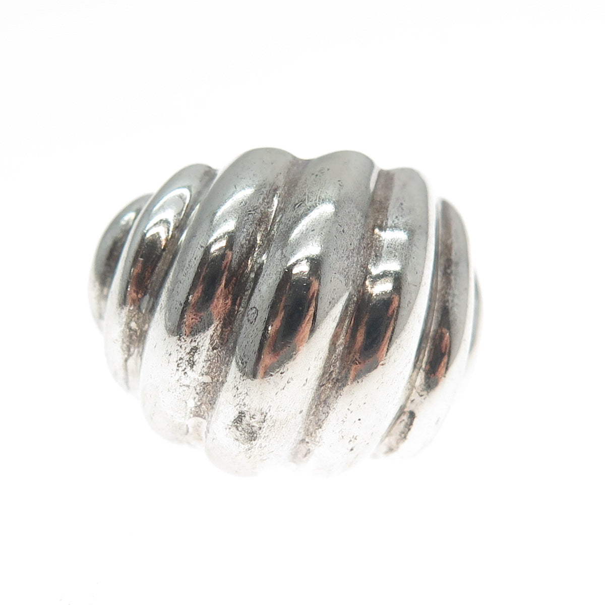 925 Sterling Silver Vintage Mexico Modernist Ribbed Dome Ring Size 7.25