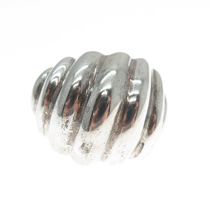 925 Sterling Silver Vintage Mexico Modernist Ribbed Dome Ring Size 7.25