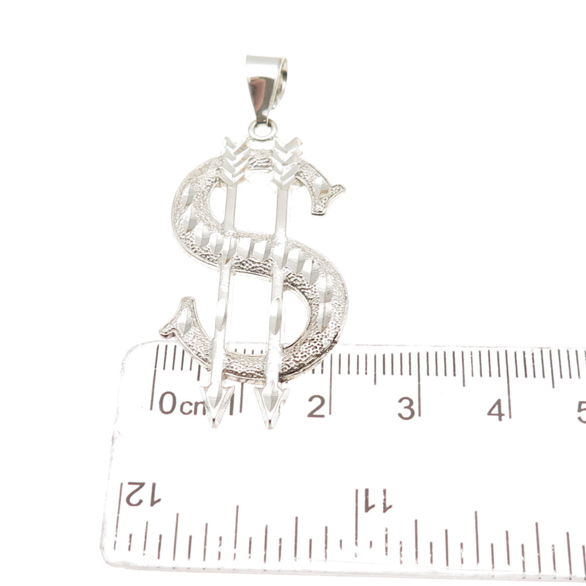 925 Sterling Silver Vintage Arrow Dollar Sign Charm Pendant