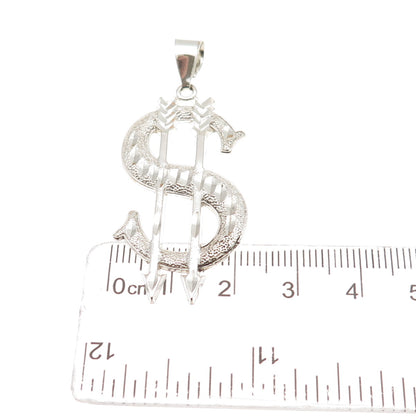 925 Sterling Silver Vintage Arrow Dollar Sign Charm Pendant