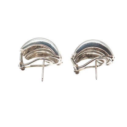 Margaret Bowman 14K Gold Sterling Silver Vintage Modernist Omega Back Earrings