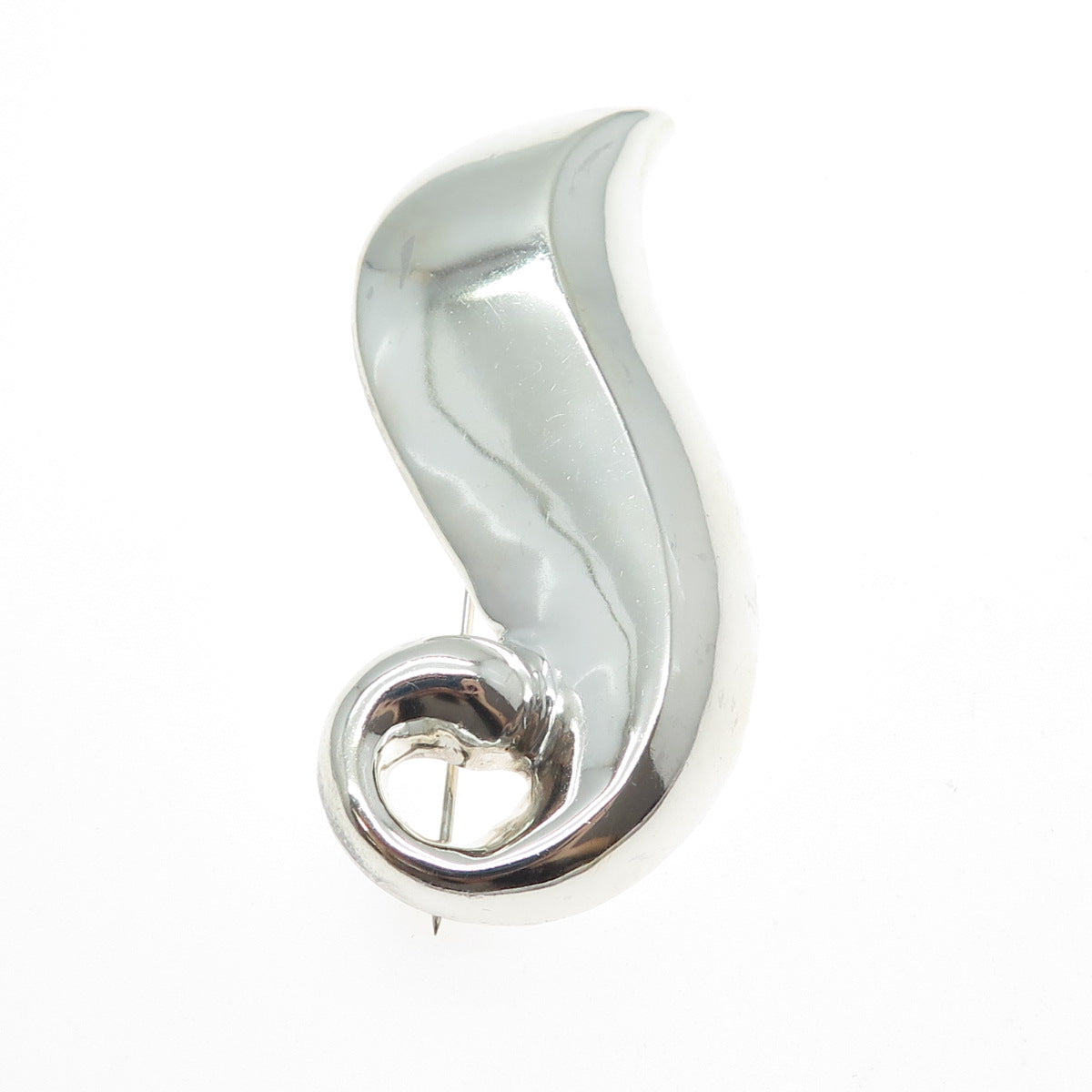 925 Sterling Silver Vintage Modernist Floral Leaf Oxidized Pin Brooch