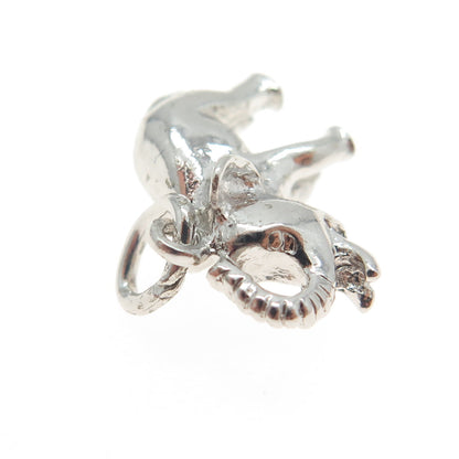 925 Sterling Silver Vintage Elephant Minimalist 3D Charm Pendant