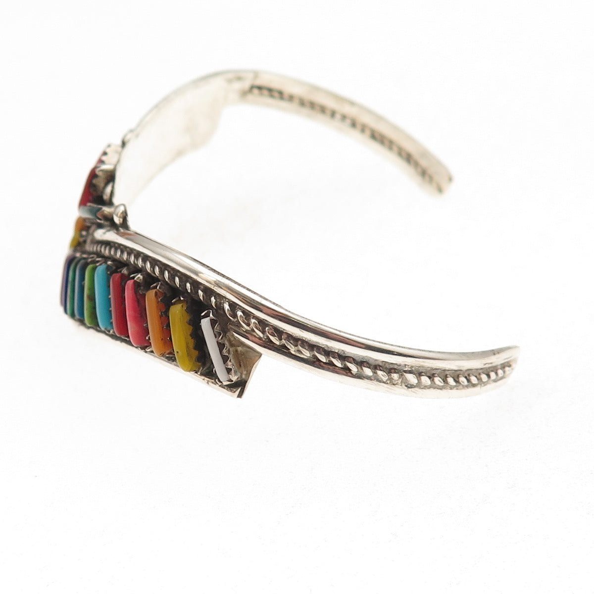 Helen Harrison Navajo Old Pawn Sterling Multi-Gem Bracelet 7" (missing 1 stone)