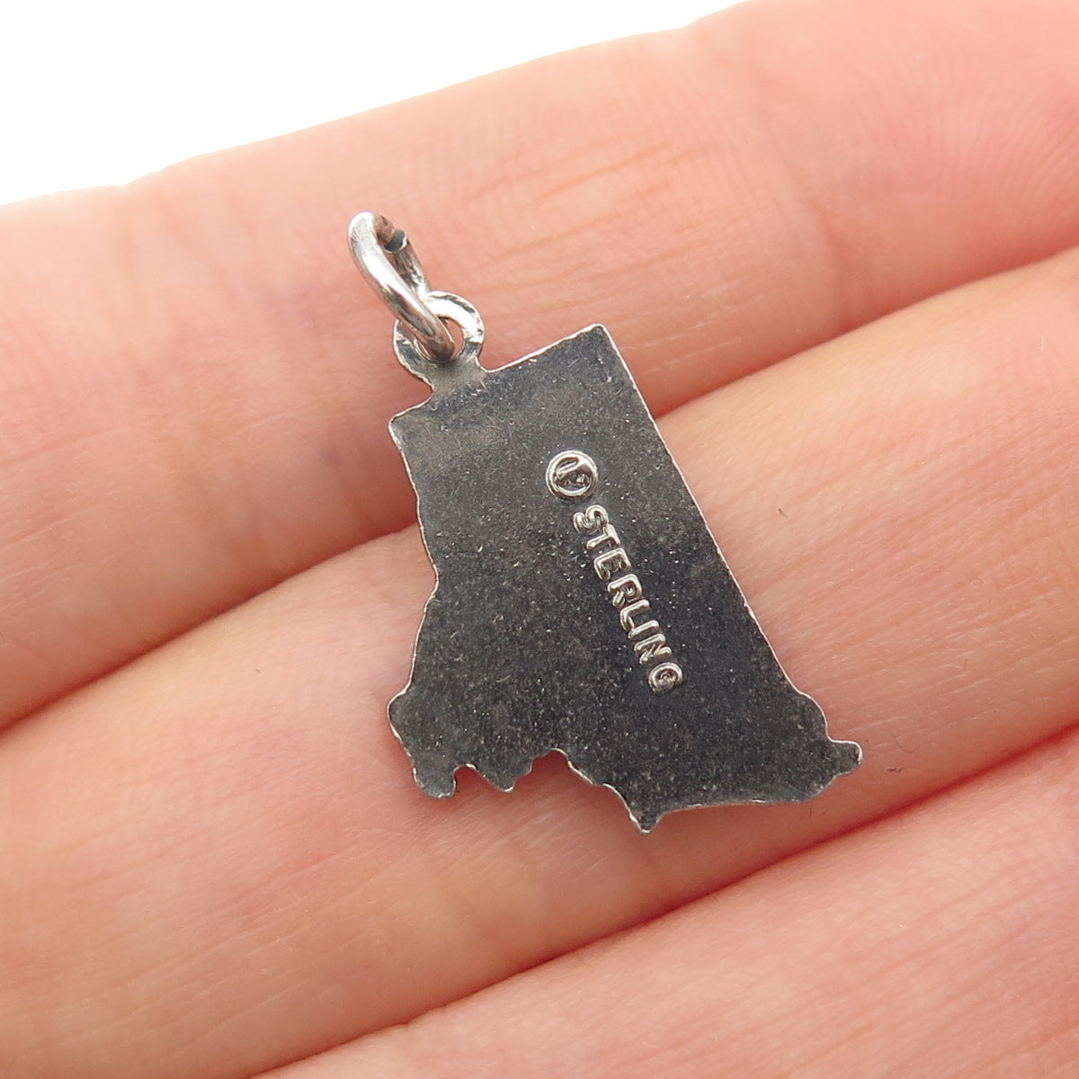 FRENCH & FRANKLIN 925 Sterling Silver Vintage Enamel Rhode Island Mini Pendant