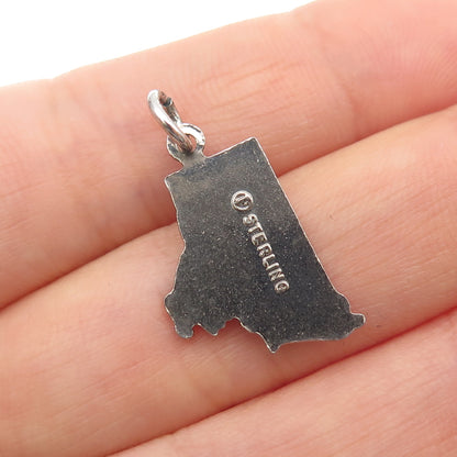 FRENCH & FRANKLIN 925 Sterling Silver Vintage Enamel Rhode Island Mini Pendant