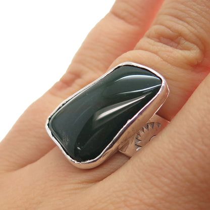 Old Pawn Sterling Silver Vintage Southwestern Bloodstone Tribal Ring Size 6.5