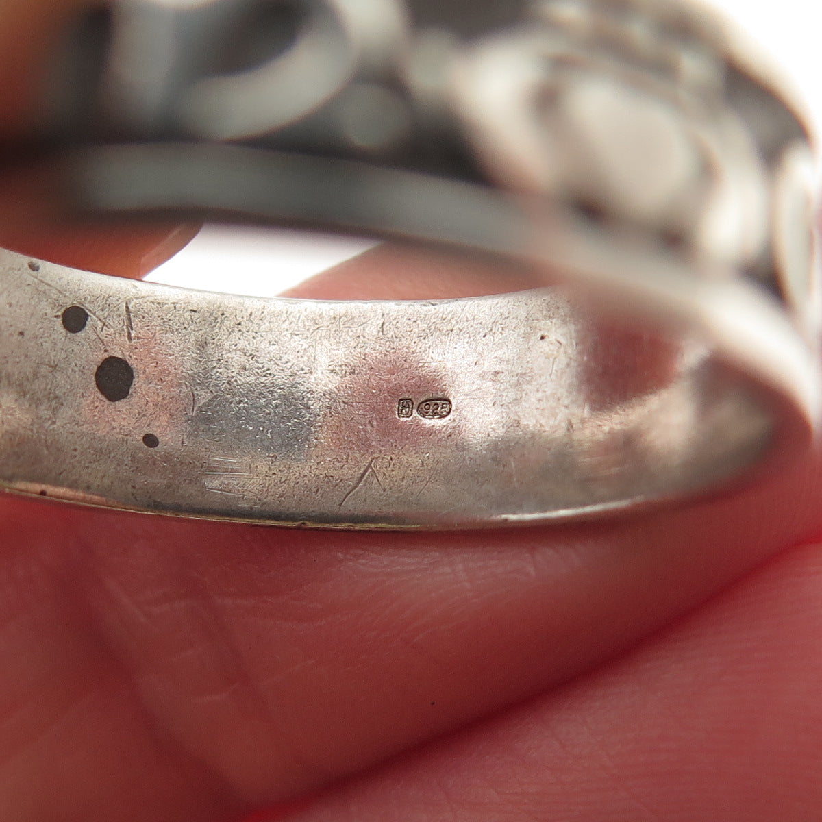 925 Sterling Vintage Mo Anam Cara My Soulmate Oxidized Band Ring Size 14.25