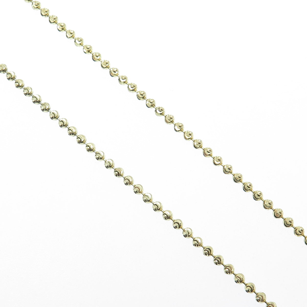 925 Sterling Gold Plated SPI Italy Diamond-Cut Ball Beaded Chain Necklace 28"