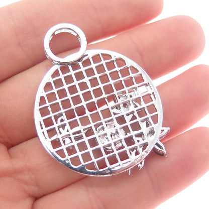 925 Sterling Real Blue Topaz Amethyst Citrine Butterfly & Flower Slide Pendant