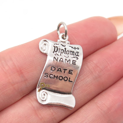 925 Sterling Silver Vintage Old Stock Enamel Diploma Pendant