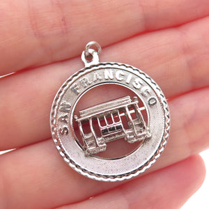 925 Sterling Silver Vintage San Francisco Cable Car Oxidized Charm Pendant