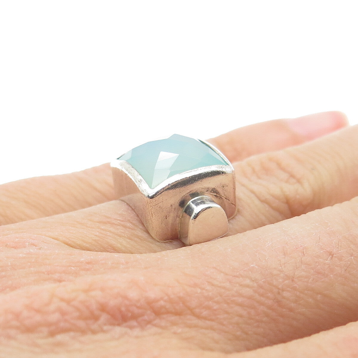JGD JANICE GIRARDI 925 Sterling Silver Vintage Real Chalcedony Ring Size 6.25