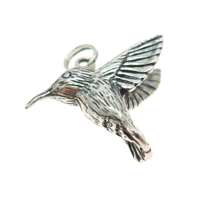 JEZLAINE 925 Sterling Silver Vintage Hummingbird 3D Charm Pendant