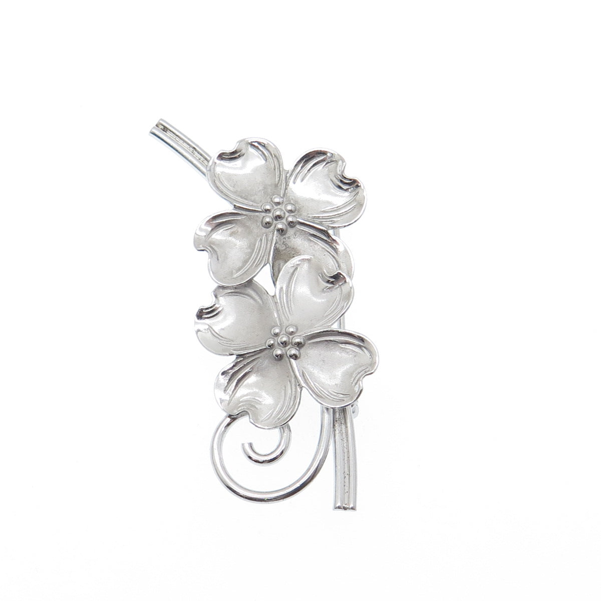 BEAU 925 Sterling Silver Vintage Dogwood Flower Pin Brooch