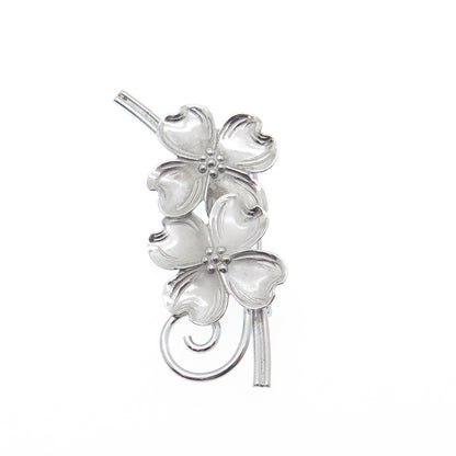 BEAU 925 Sterling Silver Vintage Dogwood Flower Pin Brooch