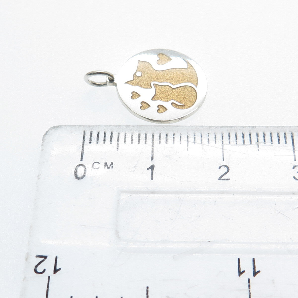 925 Sterling Silver Yellow Enamel Cat & Dog Friendship Minimalist Charm Pendant