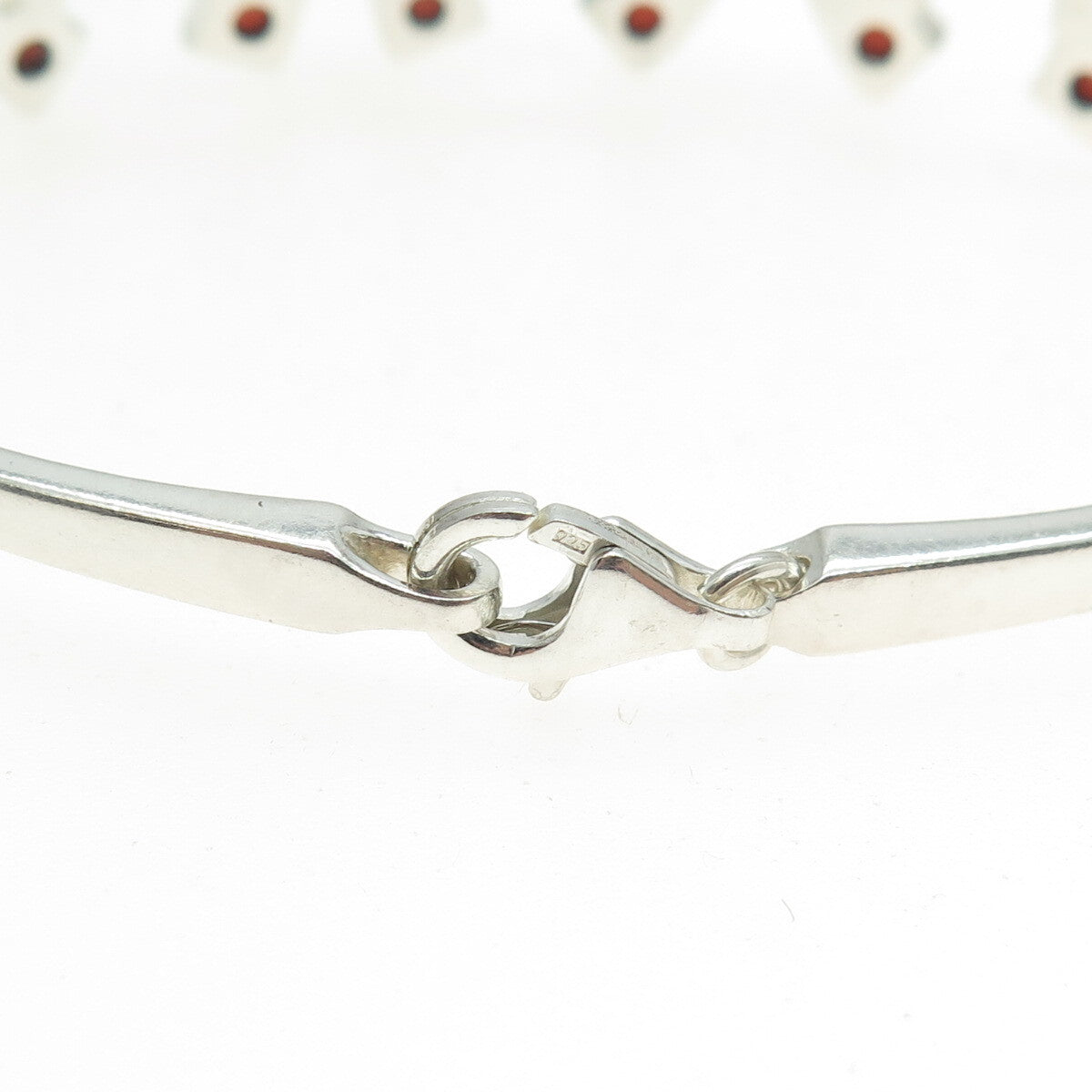 925 Sterling Silver Vintage DC Poland Real Amber & C Z Horseshoe Bracelet 7"