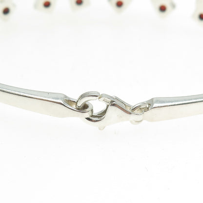 925 Sterling Silver Vintage DC Poland Real Amber & C Z Horseshoe Bracelet 7"