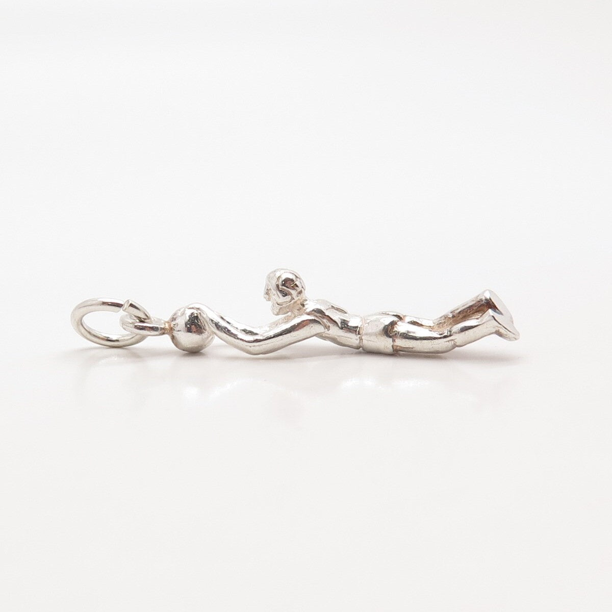 925 Sterling Silver Vintage Basketball Player Charm Pendant